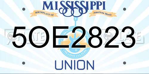 5OE2823 Mississippi License Plate