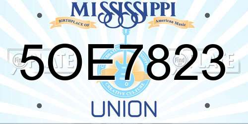 5OE7823 Mississippi License Plate
