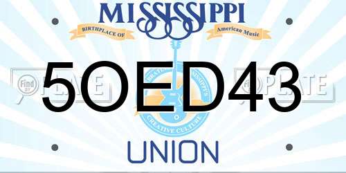 5OED43 Mississippi License Plate