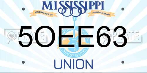 5OEE63 Mississippi License Plate
