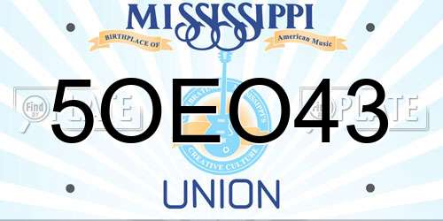 5OEO43 Mississippi License Plate