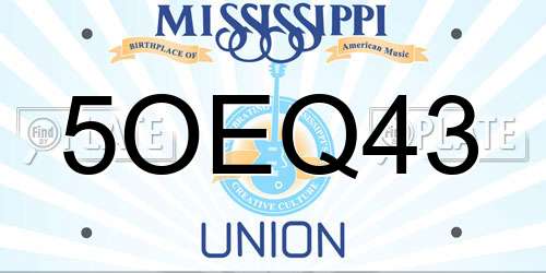 5OEQ43 Mississippi License Plate