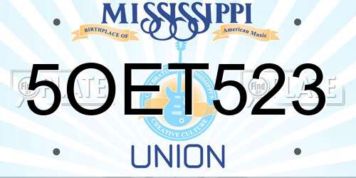 5OET523 Mississippi License Plate