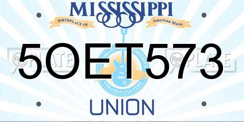 5OET573 Mississippi License Plate