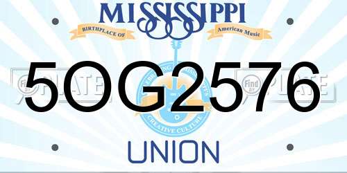 5OG2576 Mississippi License Plate