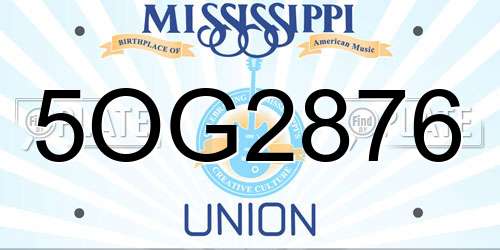 5OG2876 Mississippi License Plate