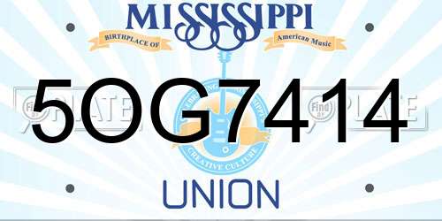 5OG7414 Mississippi License Plate