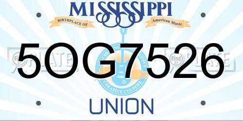 5OG7526 Mississippi License Plate