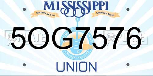 5OG7576 Mississippi License Plate