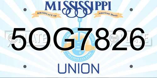 5OG7826 Mississippi License Plate