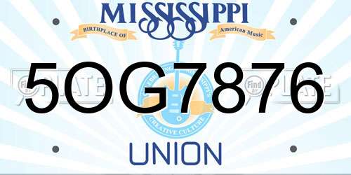 5OG7876 Mississippi License Plate