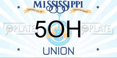 5OH Mississippi License Plate