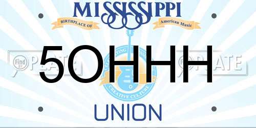 5OHHH Mississippi License Plate