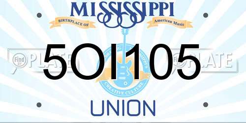 5OI105 Mississippi License Plate