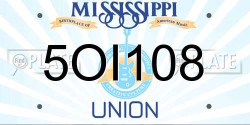 5OI108 Mississippi License Plate