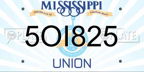 5OI825 Mississippi License Plate