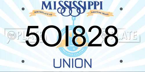 5OI828 Mississippi License Plate