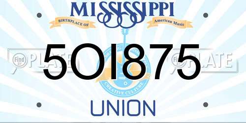 5OI875 Mississippi License Plate