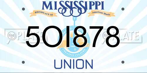 5OI878 Mississippi License Plate