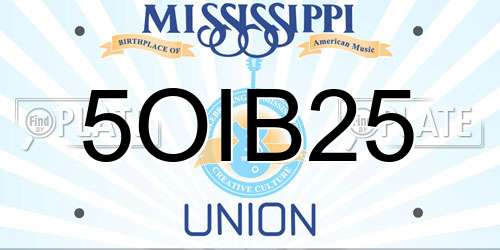 5OIB25 Mississippi License Plate