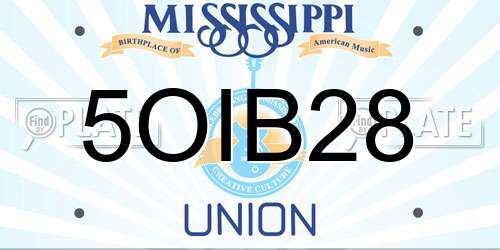 5OIB28 Mississippi License Plate