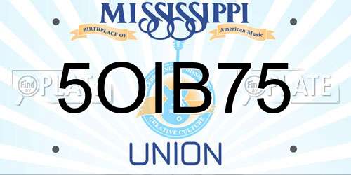 5OIB75 Mississippi License Plate