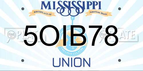 5OIB78 Mississippi License Plate