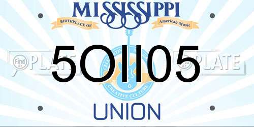 5OII05 Mississippi License Plate