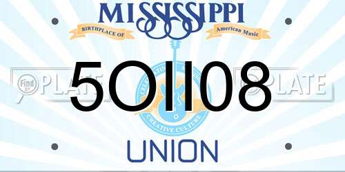 5OII08 Mississippi License Plate