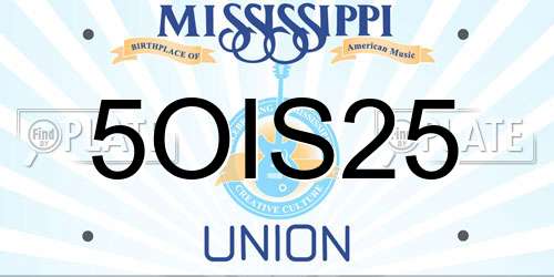 5OIS25 Mississippi License Plate