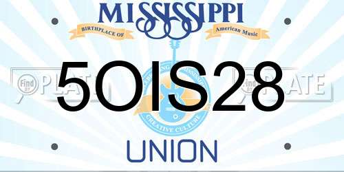 5OIS28 Mississippi License Plate