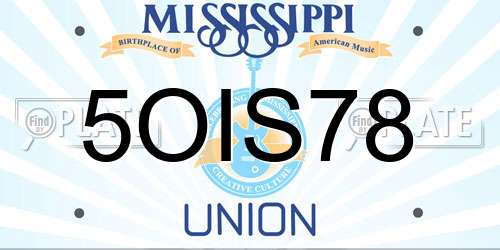 5OIS78 Mississippi License Plate