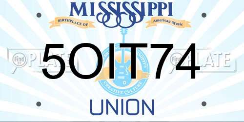 5OIT74 Mississippi License Plate