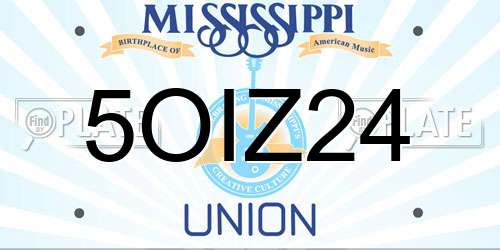5OIZ24 Mississippi License Plate