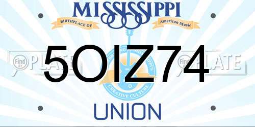 5OIZ74 Mississippi License Plate