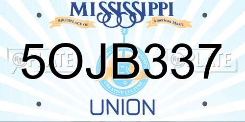 5OJB337 Mississippi License Plate