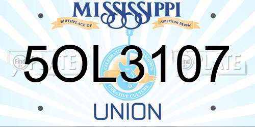 5OL3107 Mississippi License Plate