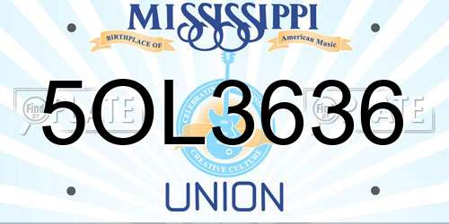 5OL3636 Mississippi License Plate