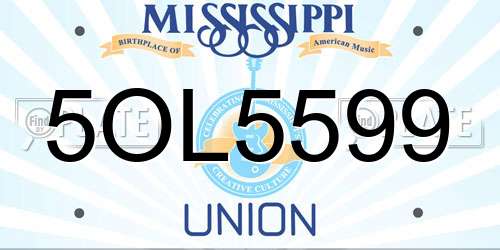 5OL5599 Mississippi License Plate