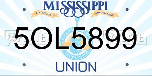 5OL5899 Mississippi License Plate