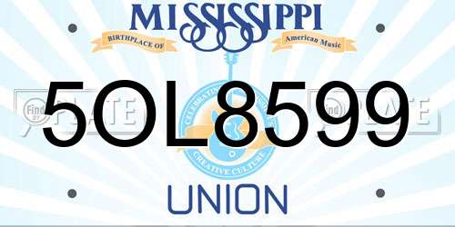 5OL8599 Mississippi License Plate