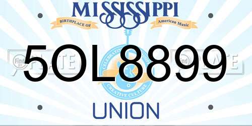5OL8899 Mississippi License Plate