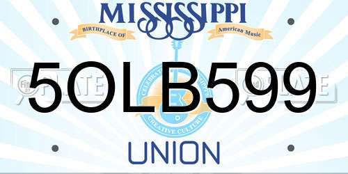 5OLB599 Mississippi License Plate