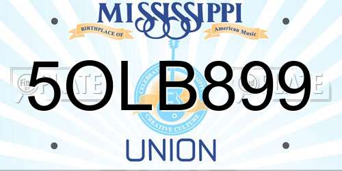 5OLB899 Mississippi License Plate
