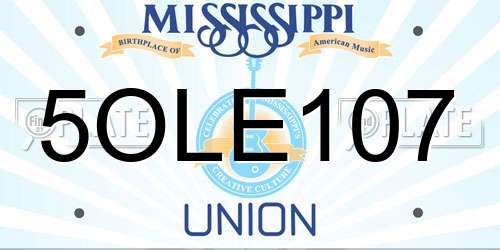 5OLE107 Mississippi License Plate
