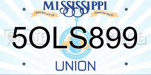 5OLS899 Mississippi License Plate