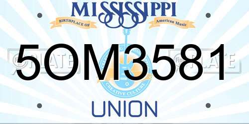 5OM3581 Mississippi License Plate