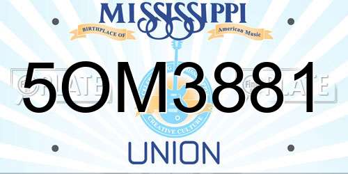 5OM3881 Mississippi License Plate