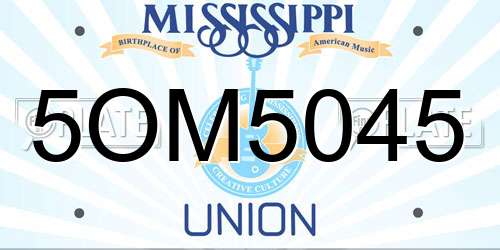 5OM5045 Mississippi License Plate
