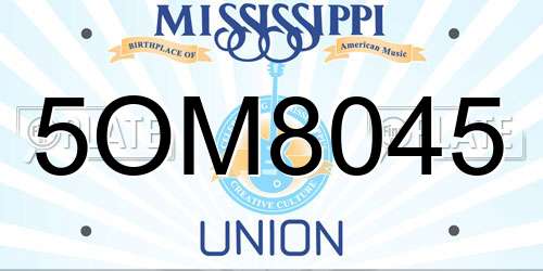 5OM8045 Mississippi License Plate